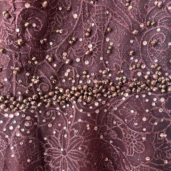 MAC DUGGAL Brown Embellished Cap Sleeve A Line Dress size 18 NWT - Picture 5 of 7
